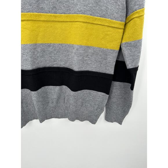 Patrizia Luca Women Gray Colorblock Striped Sweater Mock Neck Modal Nylon Sz M - Picture 3 of 7
